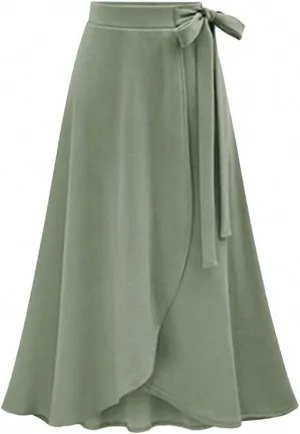 Dawery Chiffon Pink Ruffle Women's Long Skirt High Waist Bowtie Split Irregular Maxi Skirts Spring Summer Office Clothes