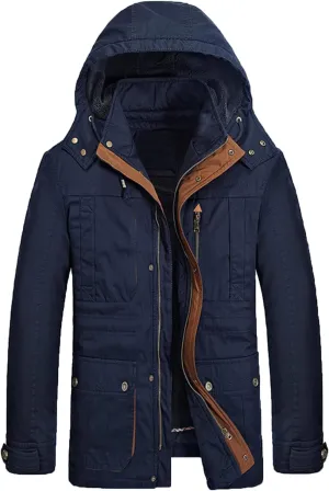 DGHM-JLMY Men Padded Cotton-Padded Jacket Casual Coat Hooded Warm Coat Heavyweight Winter Parka Jacket Thickened Winter Coat