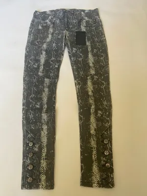 Distressed Black Snakeskin Print Skinny Jean - size 27