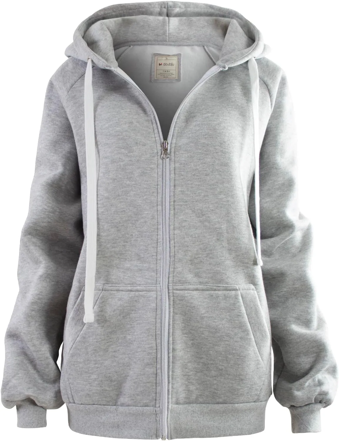 DOUBLJU Womens Full Zip Up Hoodies Long Sleeve Fall Outfits Oversized Sweatshirt