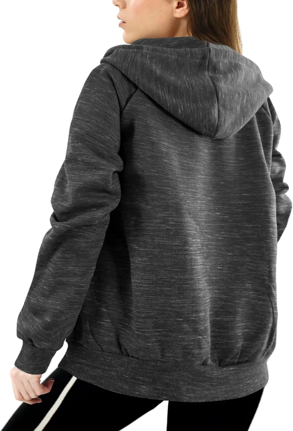 DOUBLJU Womens Full Zip Up Hoodies Long Sleeve Fall Outfits Oversized Sweatshirt