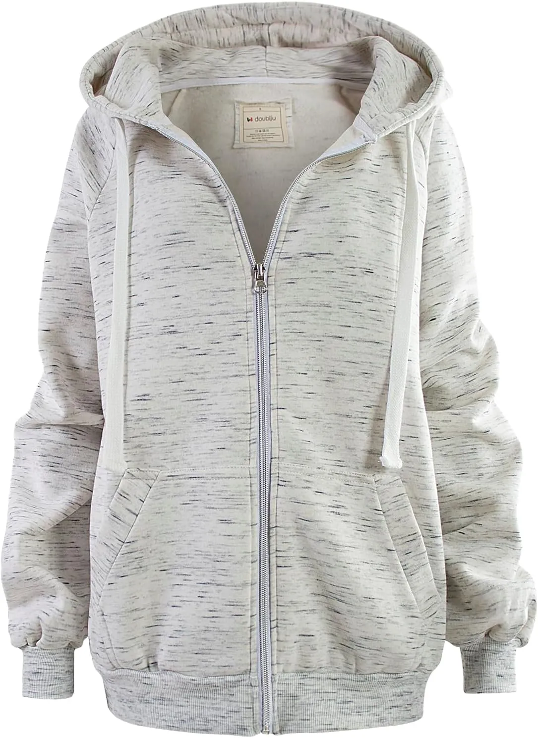 DOUBLJU Womens Full Zip Up Hoodies Long Sleeve Fall Outfits Oversized Sweatshirt