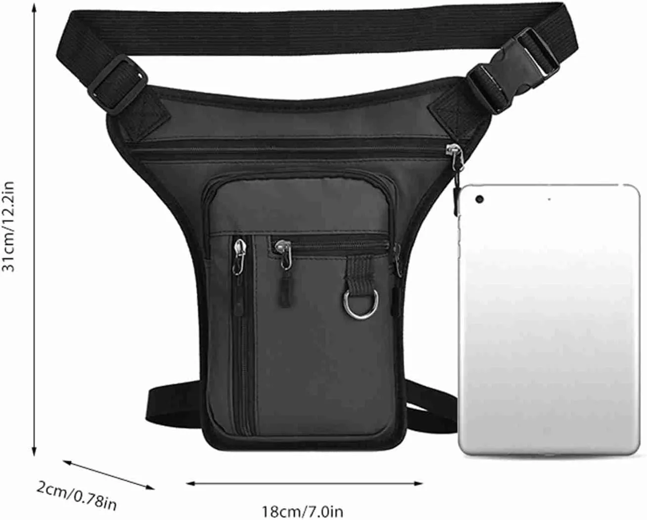 Drop Leg Bag for Men Women PU Leather Hiking Waist Pack Bike Riding Cycling Tactical Thigh Fanny Pouch Outdoor Travel Fishing Camping Casual Daypack (Black)