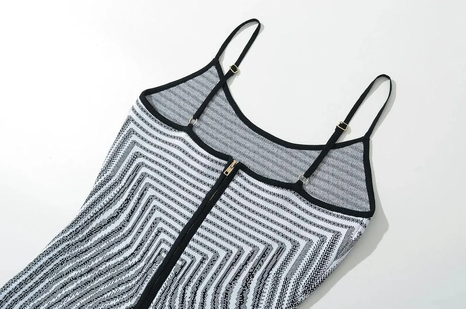 efvandoloe Summer Abstract Knitted Camisole Midi Dress Women Sleeveless Slim Fashion Design Dresses Evening