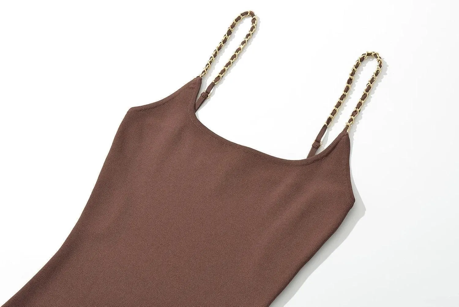 efvandoloe Summer Chain Camisole High Split Long Dress Women Knitted Elastic Slim Party Evening Dresses
