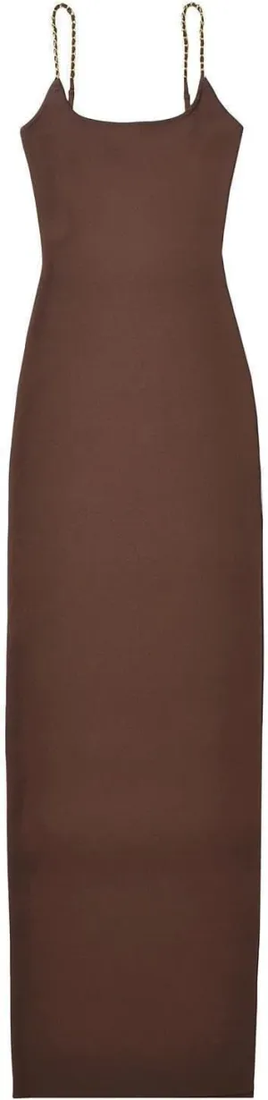 efvandoloe Summer Chain Camisole High Split Long Dress Women Knitted Elastic Slim Party Evening Dresses