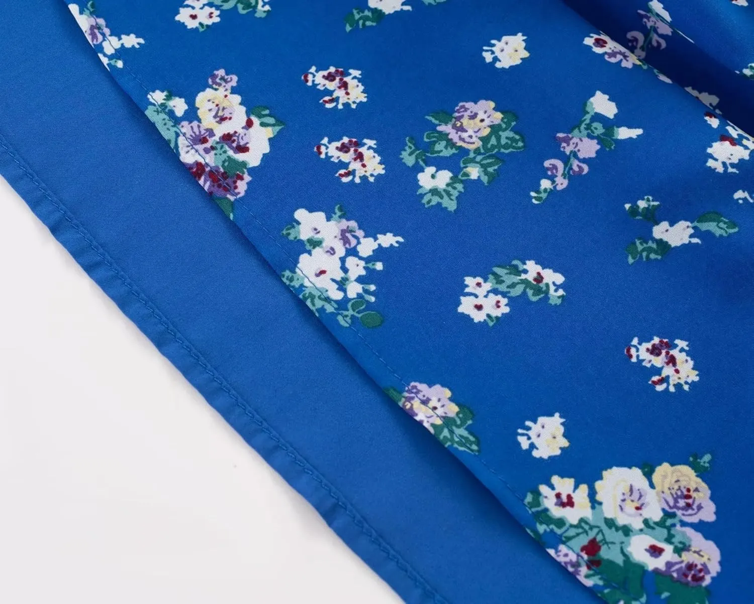 efvandoloe Women Floral Print Strappy Camisole A-line Backless Blue Midi Dresses