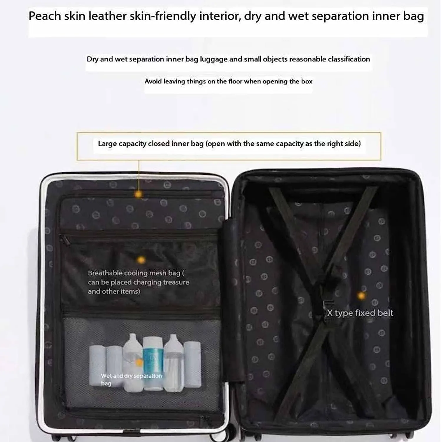 Expandable Luggage with Wheels / USB Port / Cup Holder / TSA Customs Lock Suitcase for Travel, Vacation, White/Dark Grey Heather, 65*45*28CM