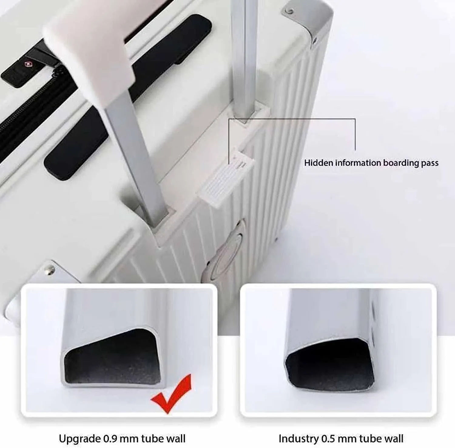 Expandable Luggage with Wheels / USB Port / Cup Holder / TSA Customs Lock Suitcase for Travel, Vacation, White/Dark Grey Heather, 65*45*28CM