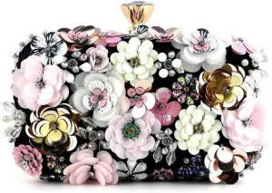 Eysee Evening Bag, Exquisit Cluth Bags,Women Wedding Bag for Party, Polyester metal Cluch Bag, Black