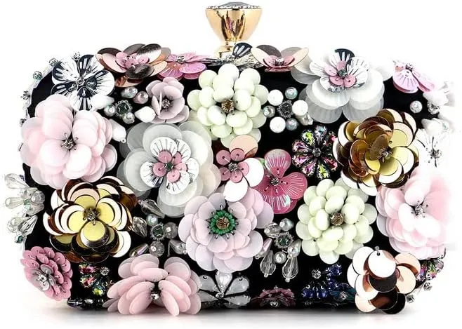 Eysee Evening Bag, Exquisit Cluth Bags,Women Wedding Bag for Party, Polyester metal Cluch Bag, Black