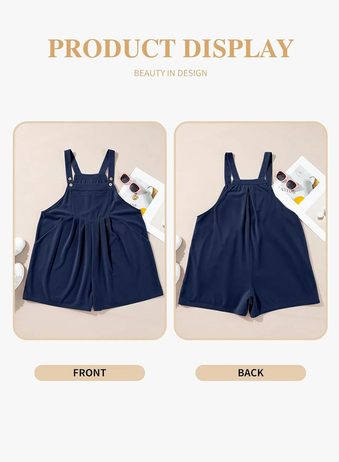 Eytino Womens Plus Size Jumpsuits Adjustable Summer Short Overalls Casual Sleeveless Rompers with Pockets(1X-5X)