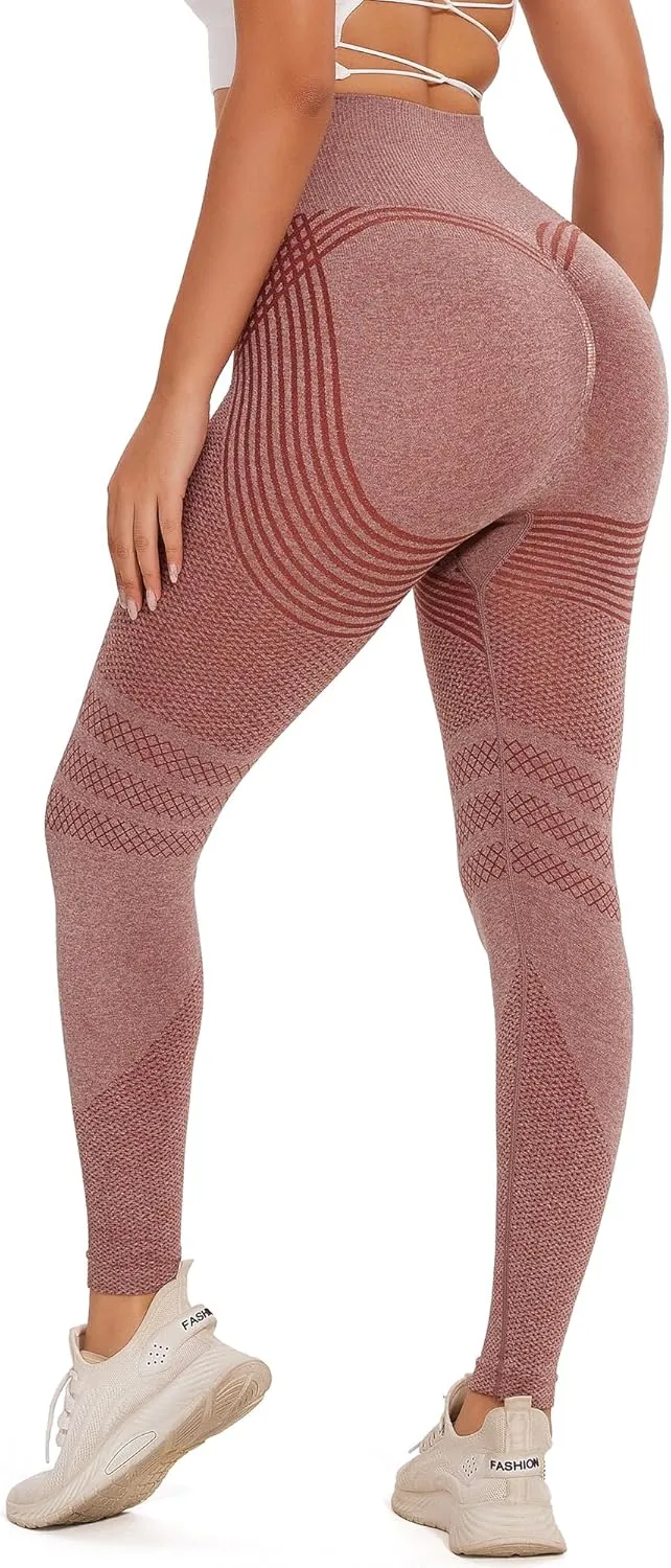 FITTOO Scrunch Butt Lifting Seamless Leggings for Women Booty Sculpt Contour High Waisted Workout Yoga Gym Pants