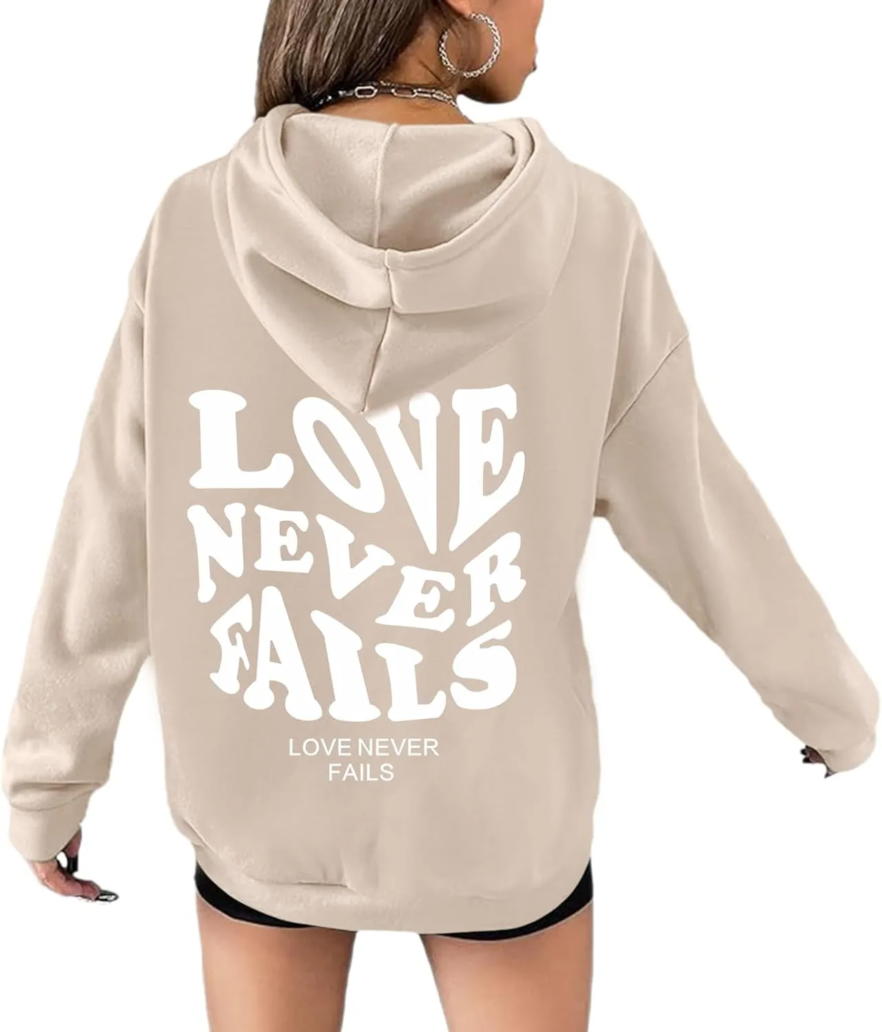 Fkatuzi Women Graphic Zip Up Love Never Fails Hoodie Aesthetic Preppy Sweatshirt Cotton Jacket Fleece Letter Print Zipper Top