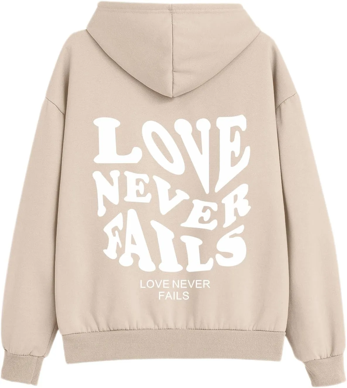 Fkatuzi Women Graphic Zip Up Love Never Fails Hoodie Aesthetic Preppy Sweatshirt Cotton Jacket Fleece Letter Print Zipper Top