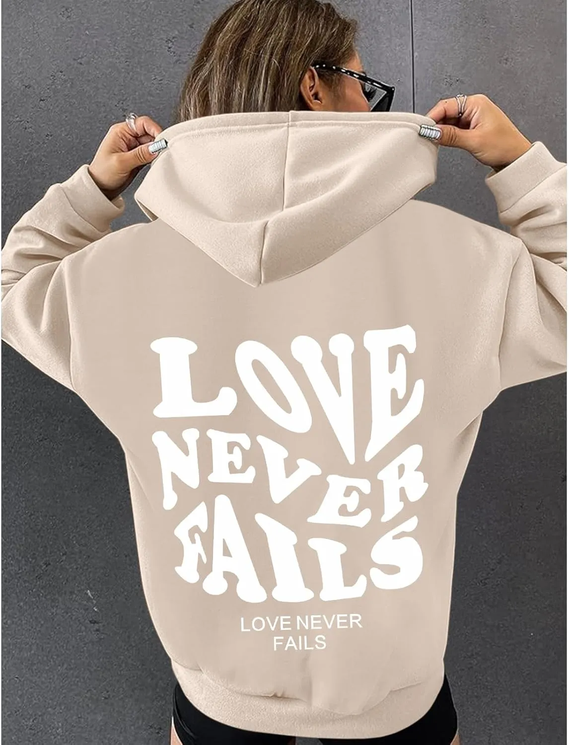 Fkatuzi Women Graphic Zip Up Love Never Fails Hoodie Aesthetic Preppy Sweatshirt Cotton Jacket Fleece Letter Print Zipper Top
