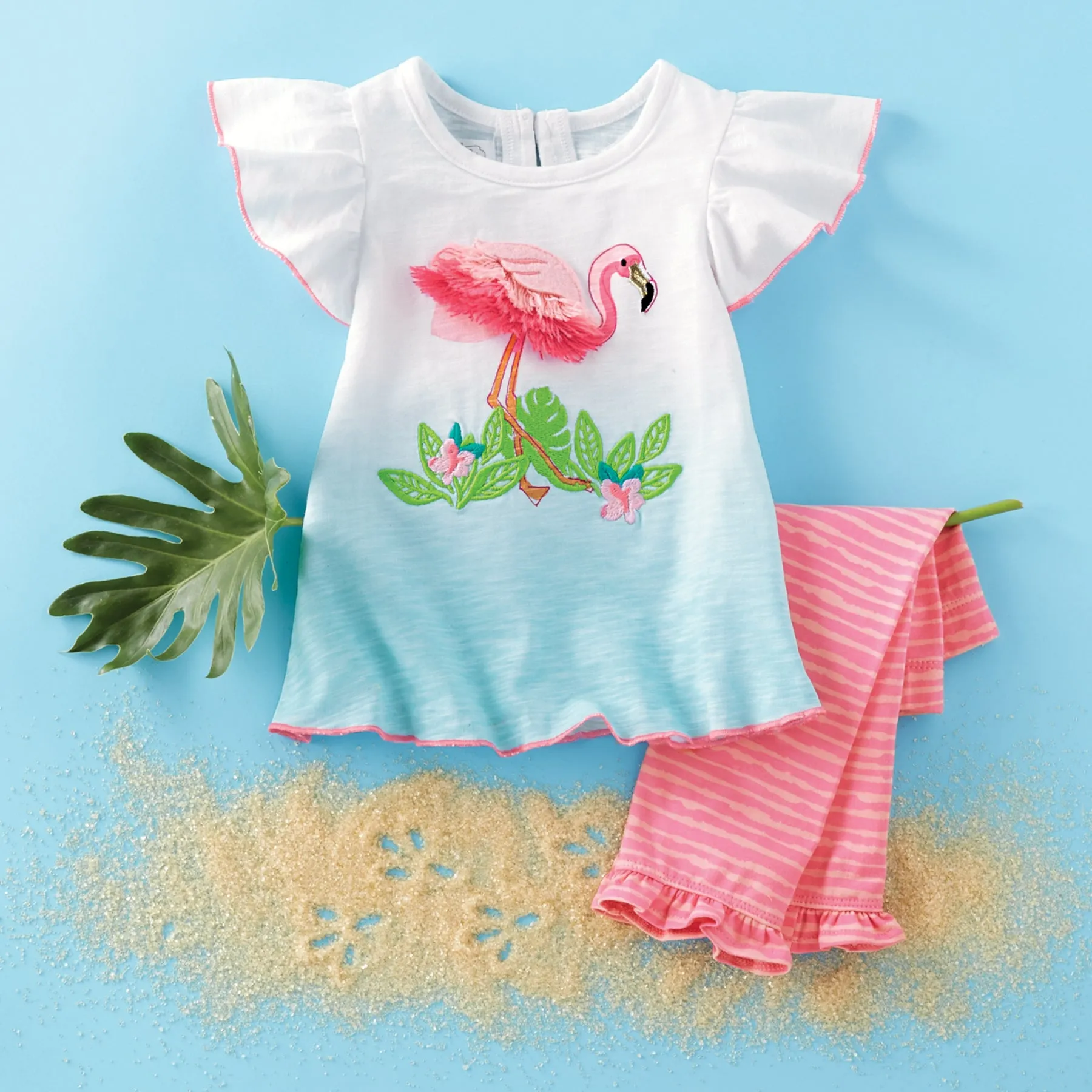 Flamingo Fringe Tunic & Capri Set | 6-9M 9-12M