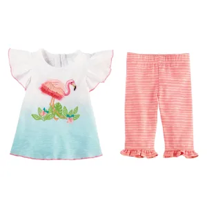 Flamingo Fringe Tunic & Capri Set | 6-9M 9-12M