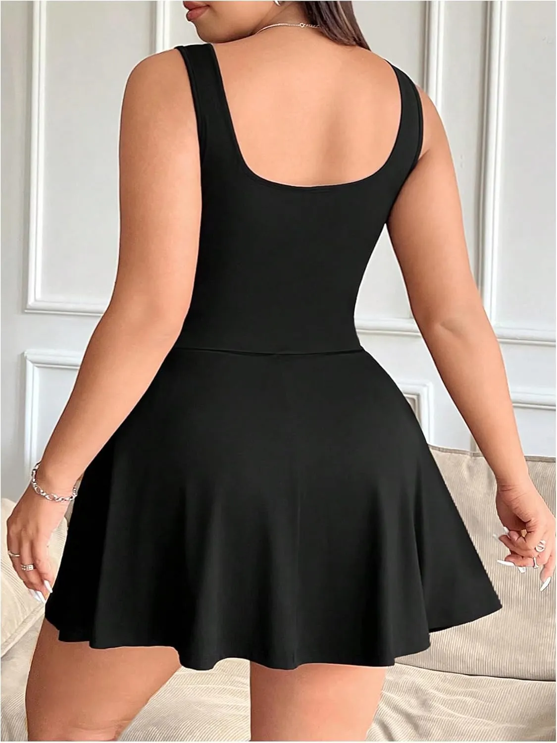 Floerns Women's Plus Size Workout Rompers Sleeveless Tennis Athletic Exercise Jumpsuit