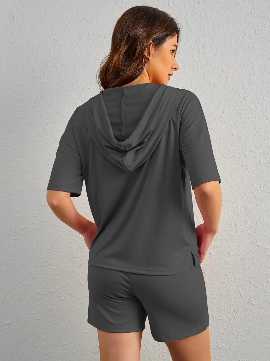FUPHINE Women's Two Piece Outfits Shorts Sets Summer Sweatsuit Sets Short Sleeve Hoodie and Bottoms Loungewear with Pocket