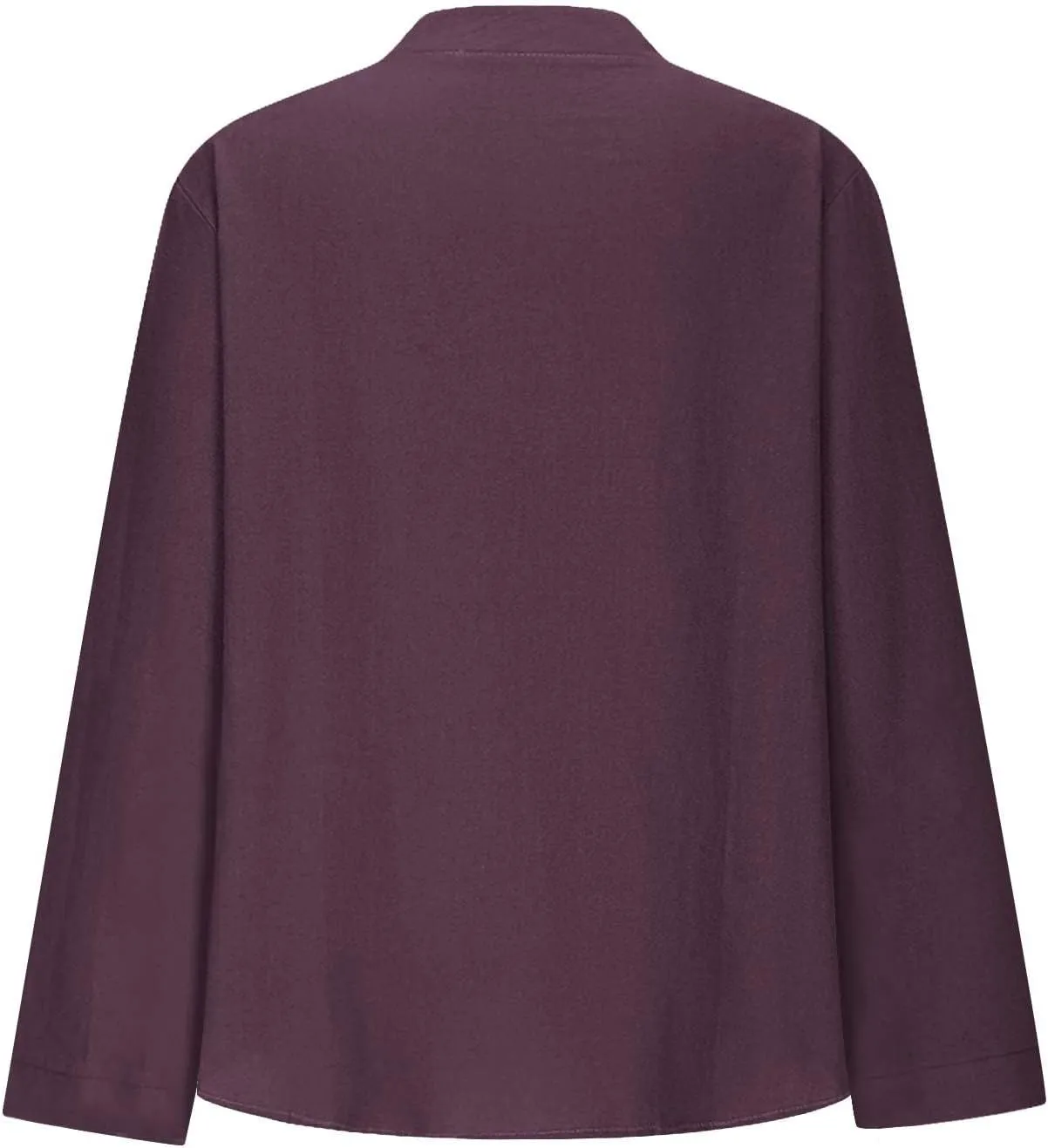 Going Out Tops for Women V Neck Long Sleeve Top Button Down Plain Blouses Cotton Loose Fit Shirts Womens Fashion