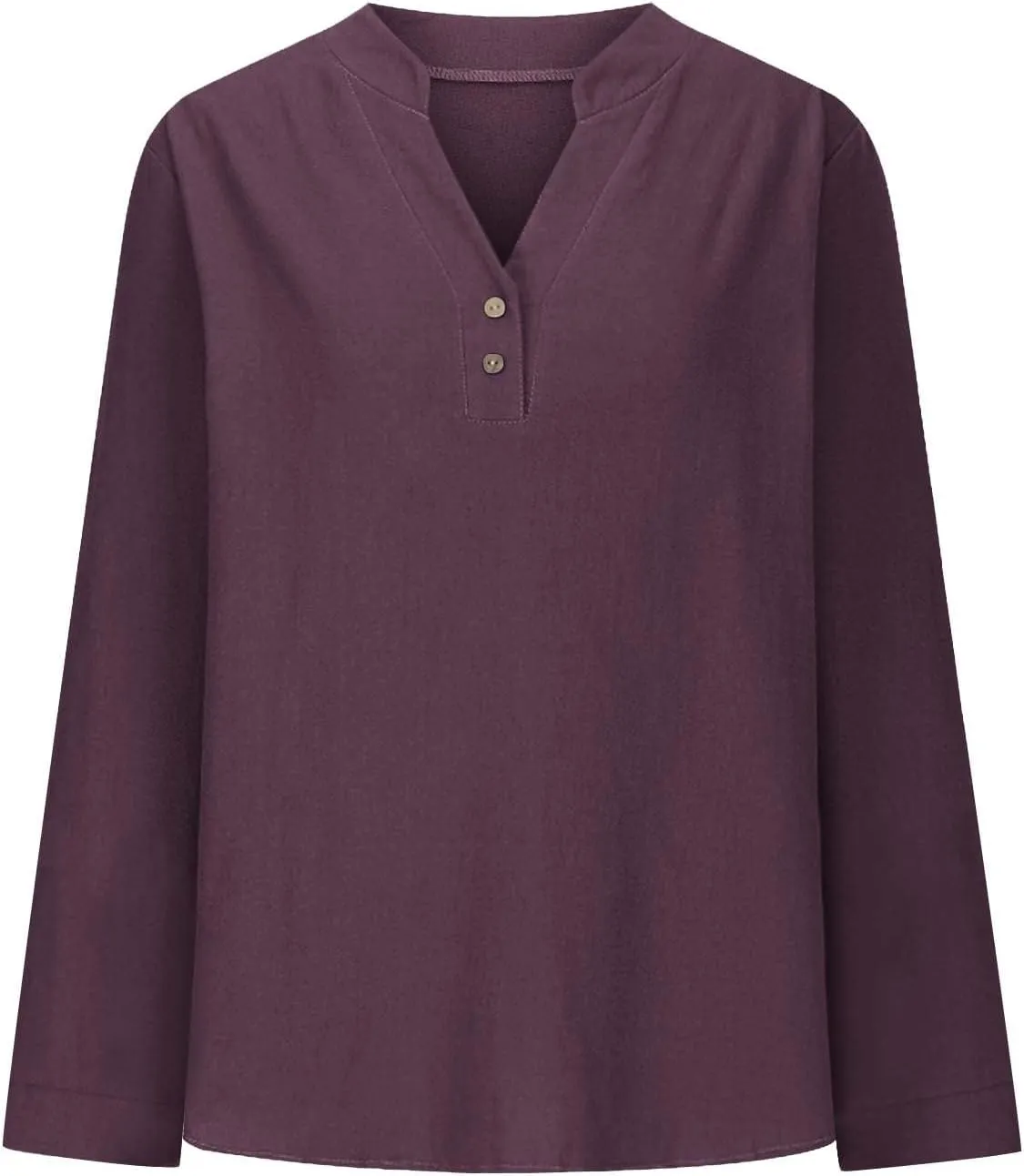 Going Out Tops for Women V Neck Long Sleeve Top Button Down Plain Blouses Cotton Loose Fit Shirts Womens Fashion
