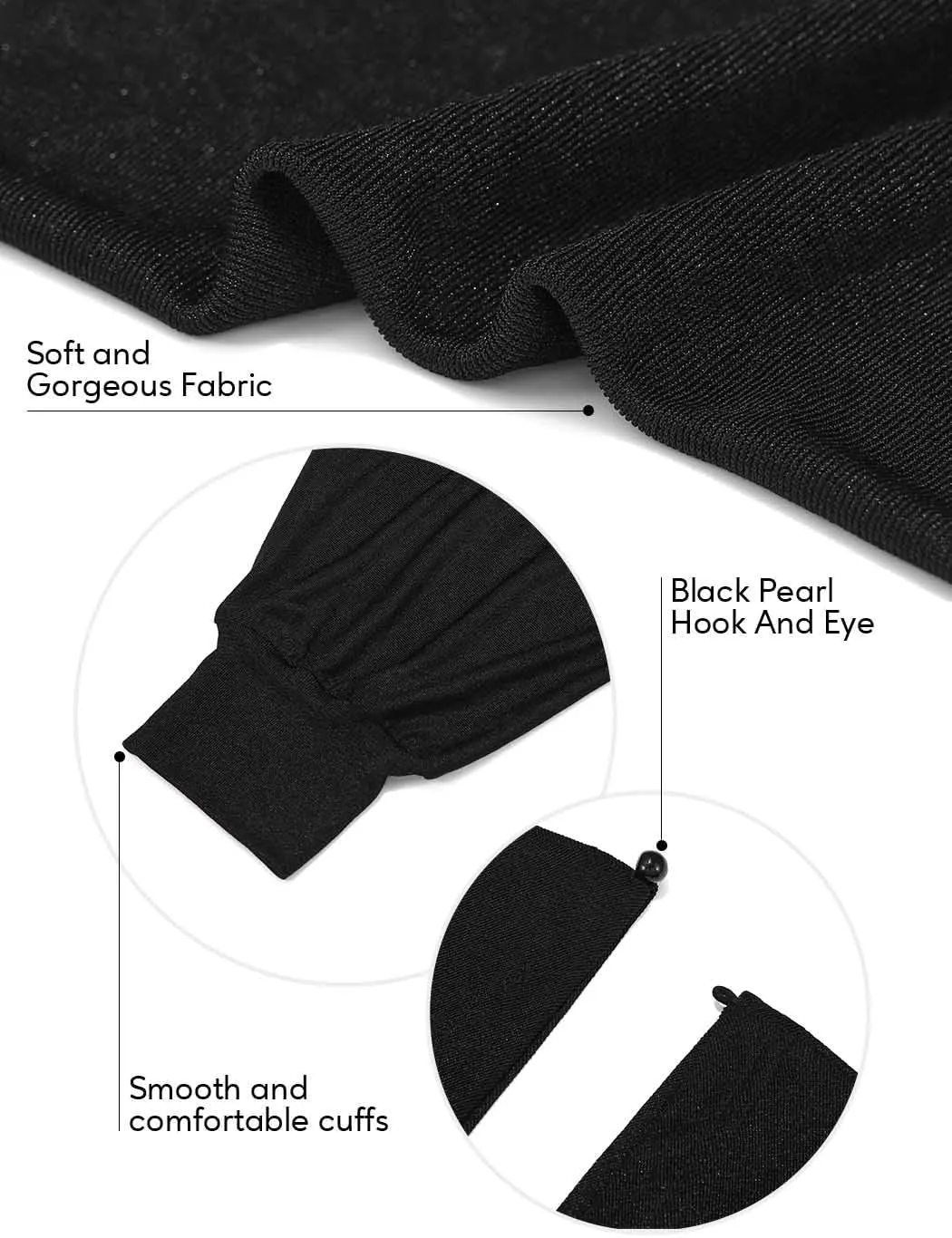 GORAIS Women Bolero Shrug Black Long Sleeve Evening Jacket Open Front Prom Cardigan for Dresses