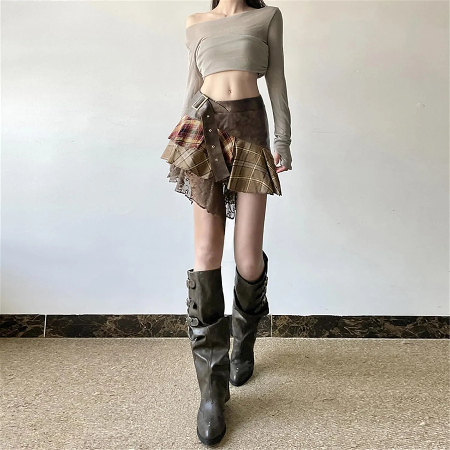 Goth Skirt Women Cute Punk Preppy Vintage Grunge Emo Y2k Harajuku Rave