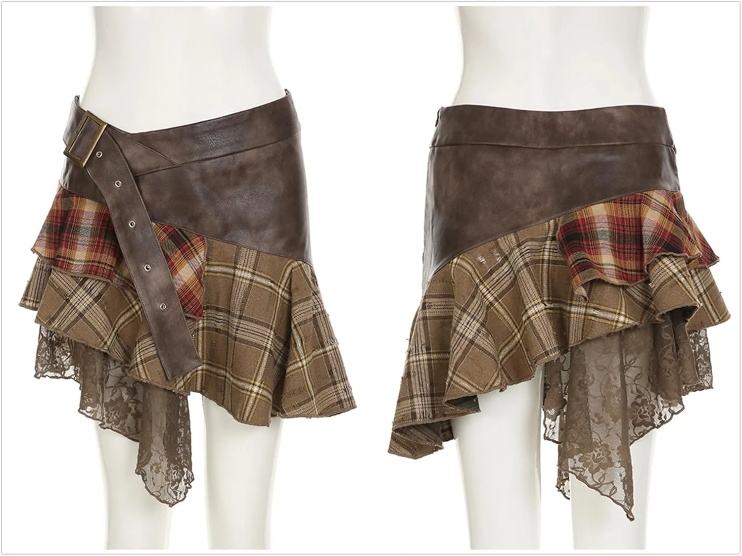 Goth Skirt Women Cute Punk Preppy Vintage Grunge Emo Y2k Harajuku Rave