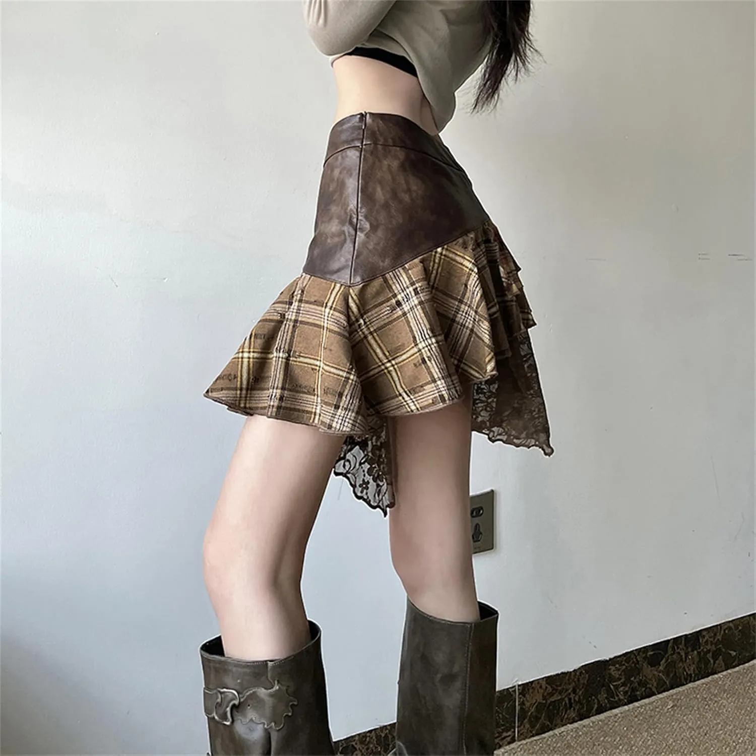 Goth Skirt Women Cute Punk Preppy Vintage Grunge Emo Y2k Harajuku Rave