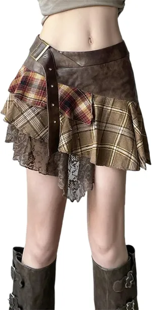 Goth Skirt Women Cute Punk Preppy Vintage Grunge Emo Y2k Harajuku Rave