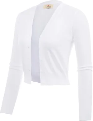 GRACE KARIN Women's Open Front Knit Cropped Bolero Shrug Cardigan Sweater Long Sleeve (S-4XL)