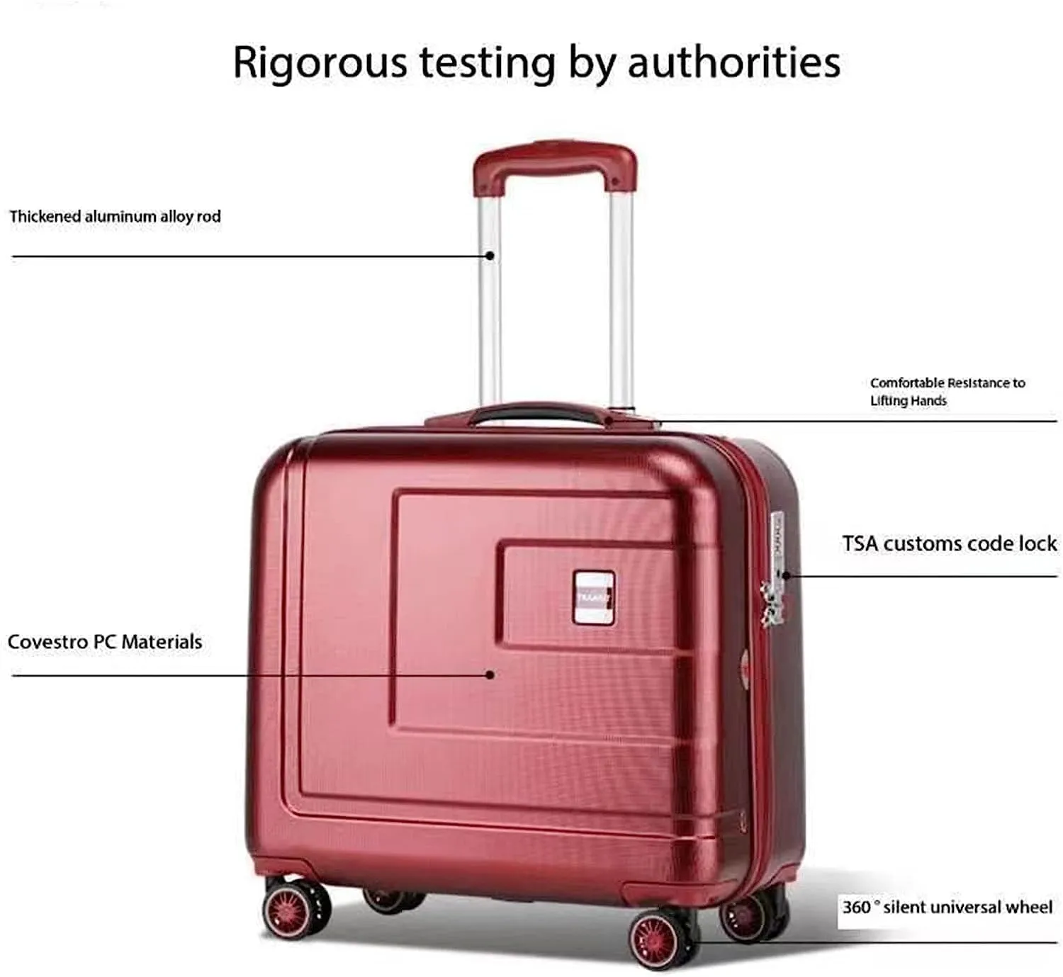 Hand Suitcase, Small Lightweight Suitcase with Wheels, Trolley Suitcase with Built-in Password, Suitable for Travel and Holiday, Black, 44*24*45CM