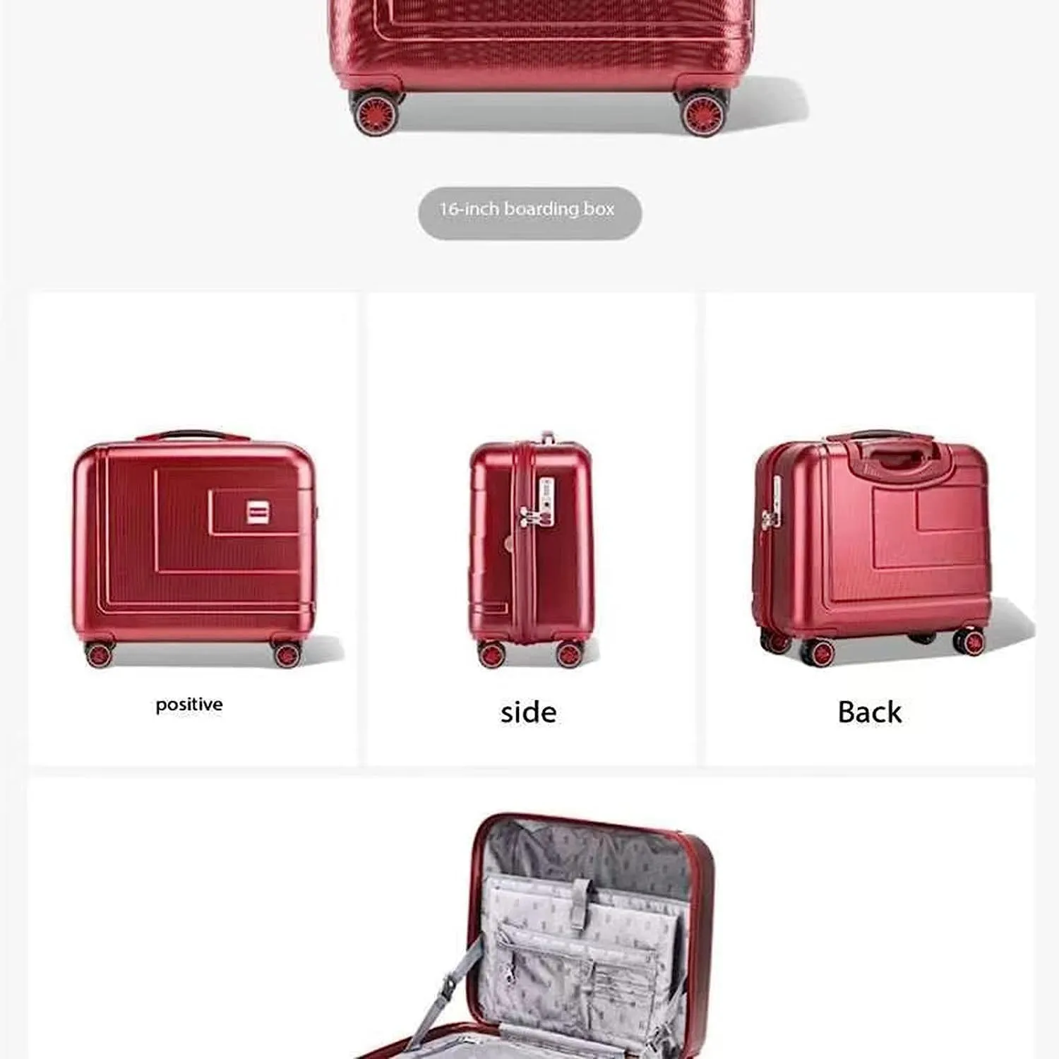 Hand Suitcase, Small Lightweight Suitcase with Wheels, Trolley Suitcase with Built-in Password, Suitable for Travel and Holiday, Black, 44*24*45CM