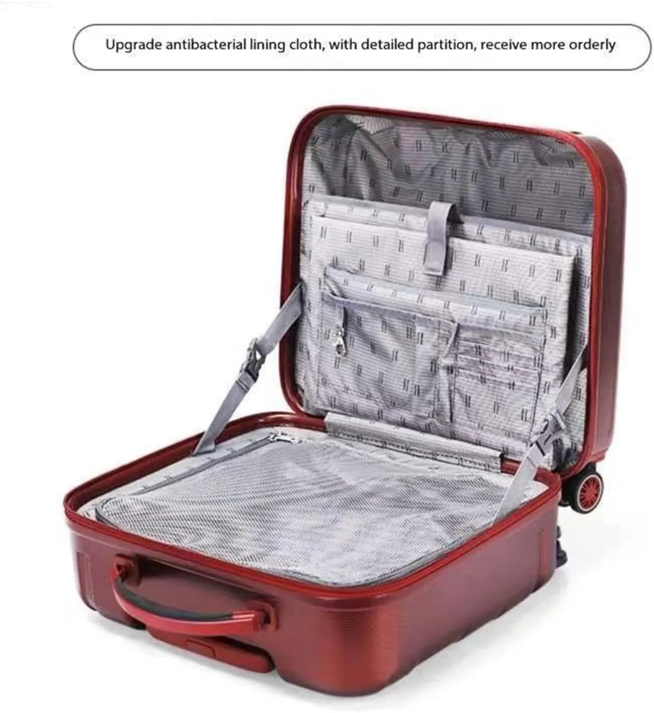 Hand Suitcase, Small Lightweight Suitcase with Wheels, Trolley Suitcase with Built-in Password, Suitable for Travel and Holiday, Black, 44*24*45CM