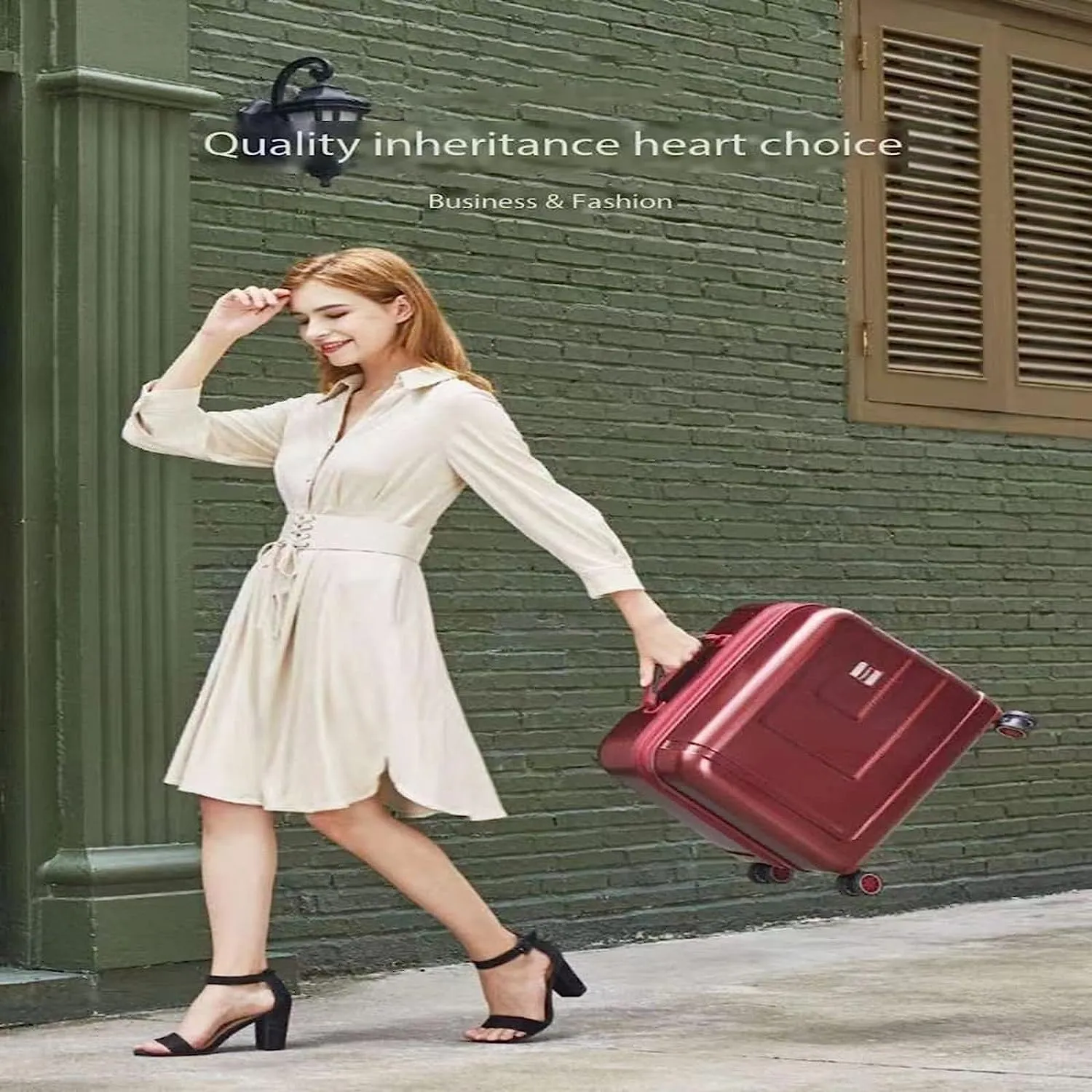 Hand Suitcase, Small Lightweight Suitcase with Wheels, Trolley Suitcase with Built-in Password, Suitable for Travel and Holiday, Black, 44*24*45CM