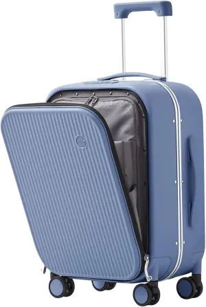 Hand Suitcase, Suitcase with Front Bag on Wheels, Portable Adjustable Wheeled Suitcase, Suitable for Travel and Business, blue, 20 inch