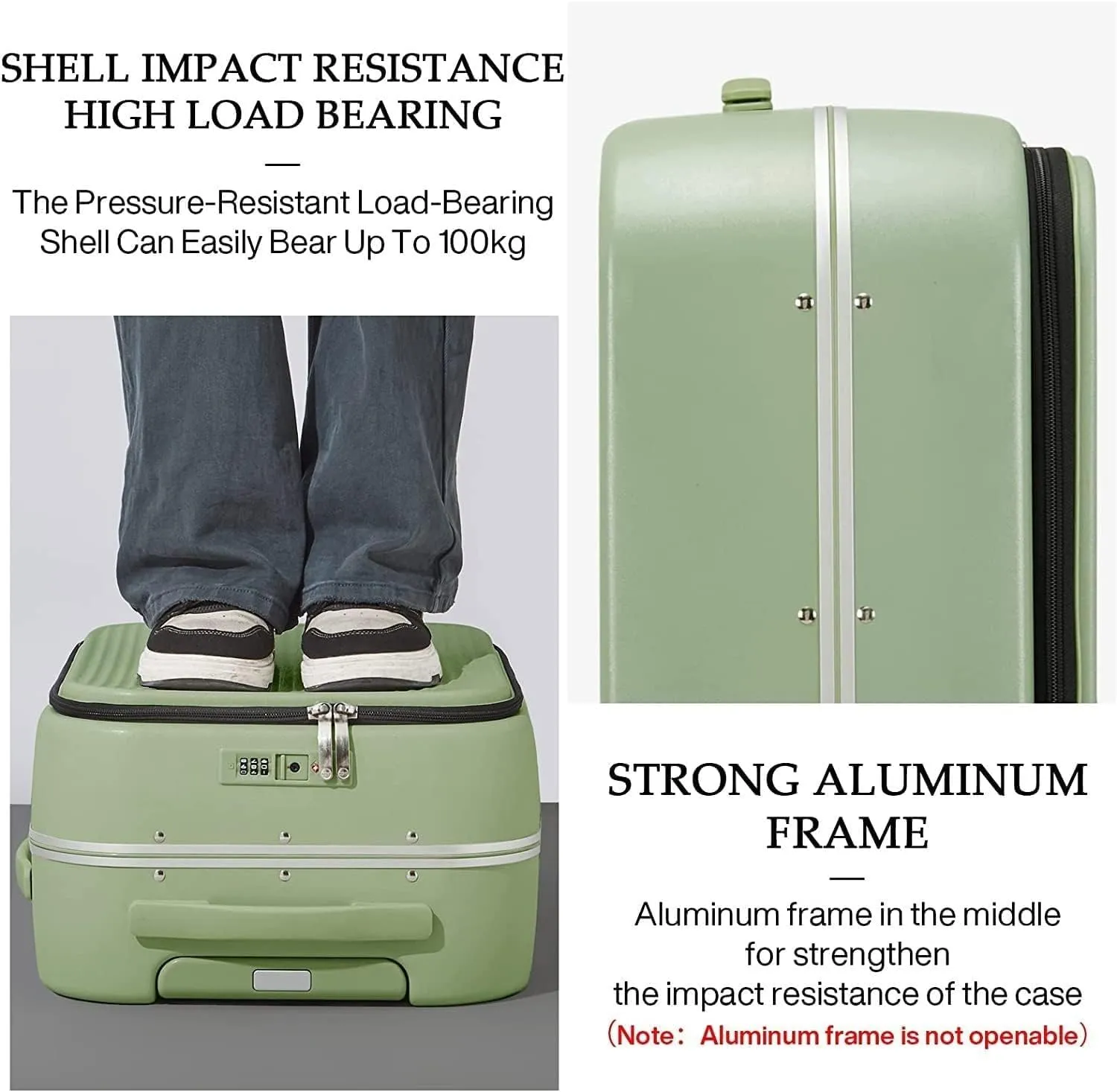 Hand Suitcase, Suitcase with Front Bag on Wheels, Portable Adjustable Wheeled Suitcase, Suitable for Travel and Business, blue, 20 inch