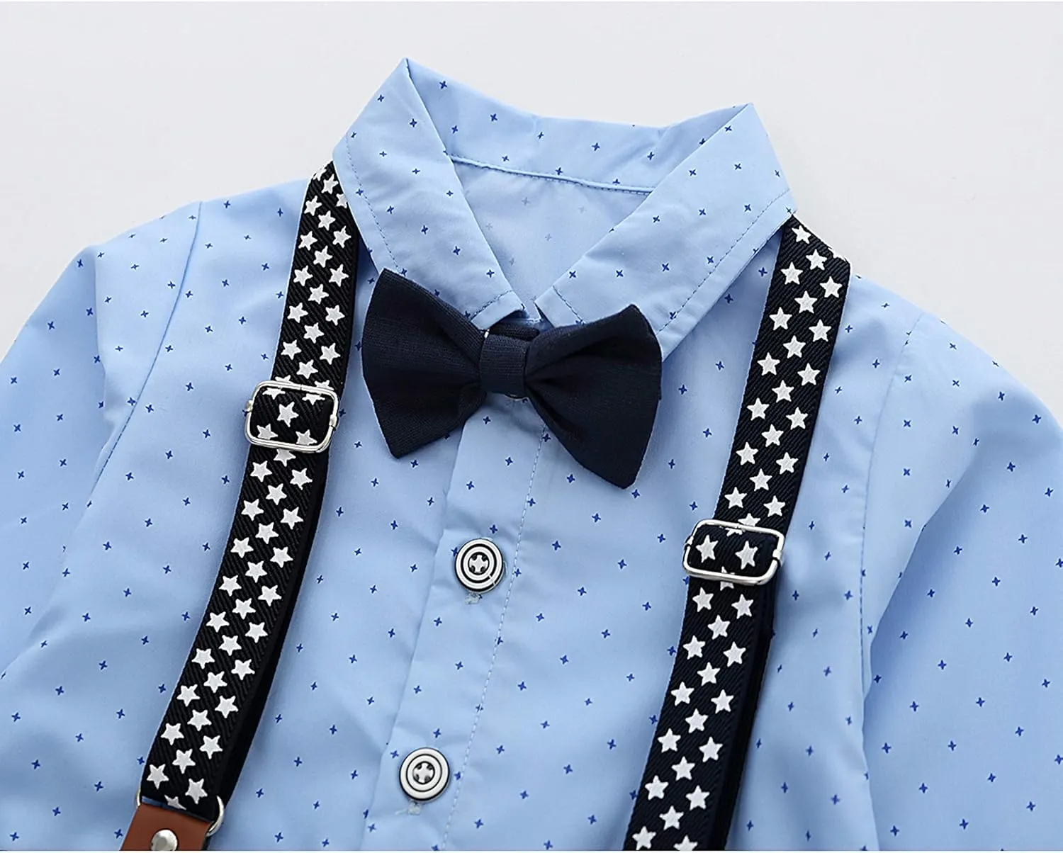 HMD Baby Boy Long Sleeve Gentleman White Shirt Waistcoat Bowtie Tuxedo Onesie Jumpsuit Overall Romper