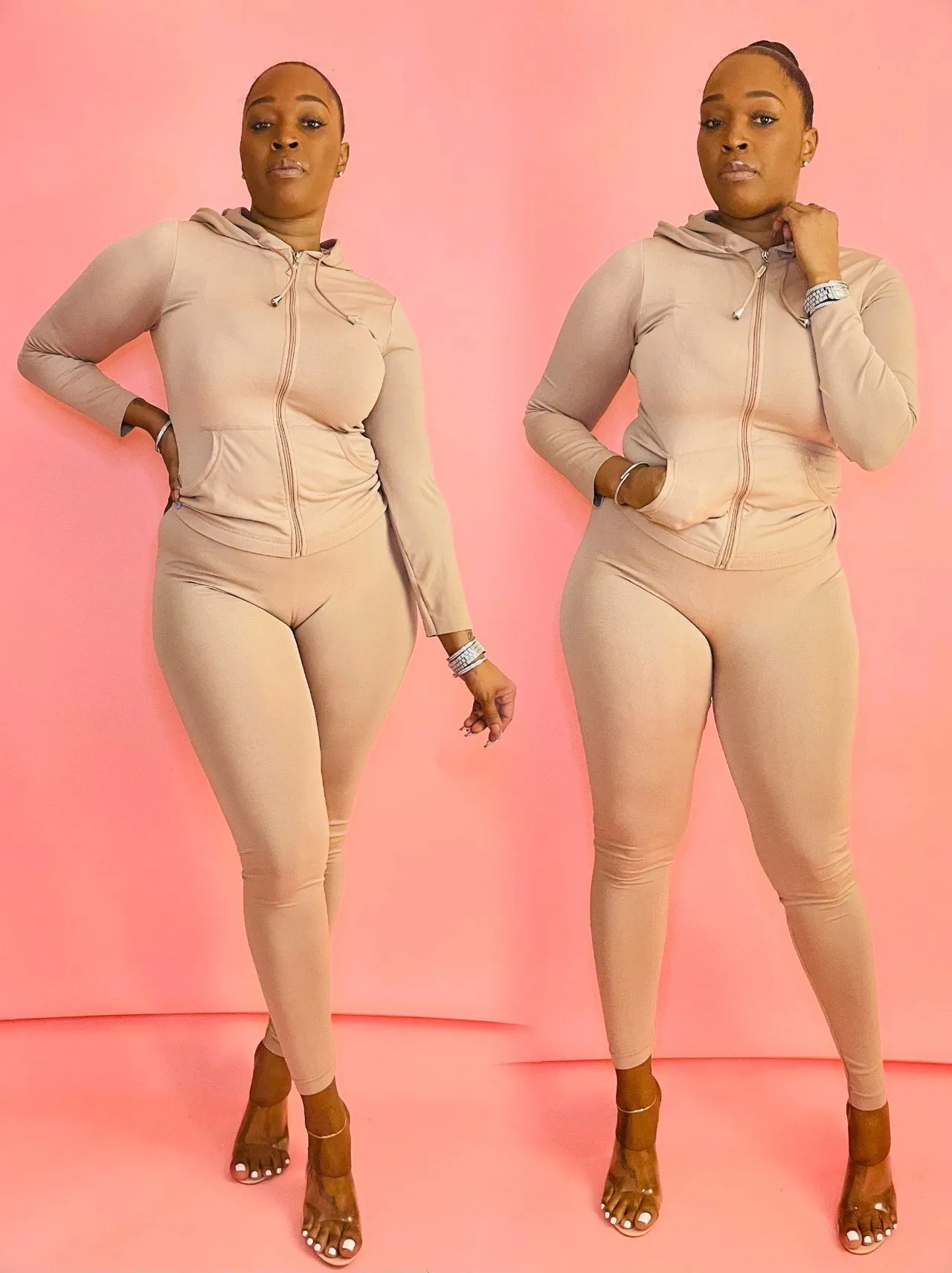 Home-Bawdy Two Piece Hoodie And Legging Active Lounge Wear Set (Black, Grey, Mocha)