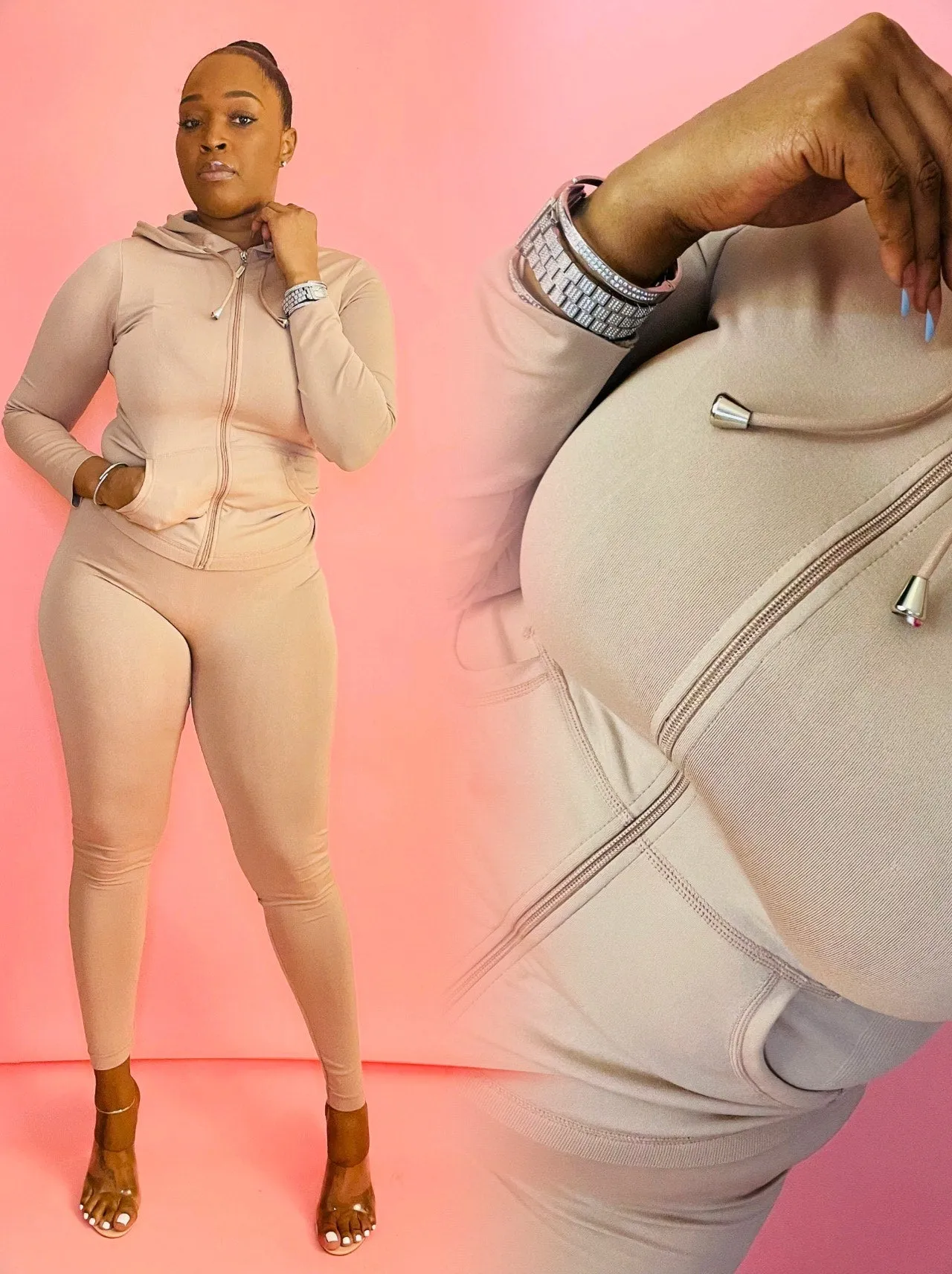 Home-Bawdy Two Piece Hoodie And Legging Active Lounge Wear Set (Black, Grey, Mocha)