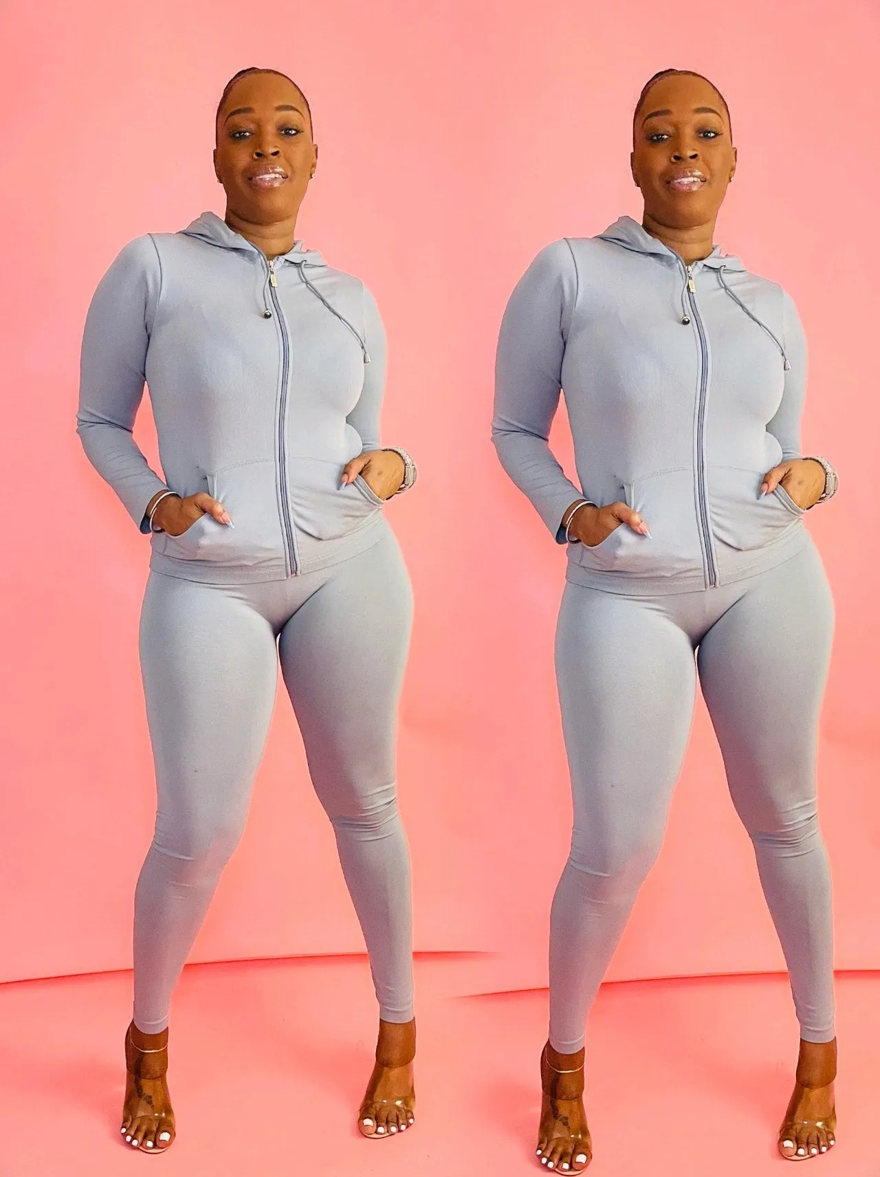 Home-Bawdy Two Piece Hoodie And Legging Active Lounge Wear Set (Black, Grey, Mocha)