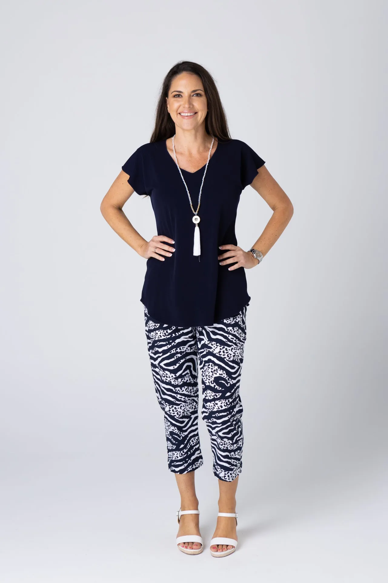 Ink Navy Microfibre Short Sleeve Top