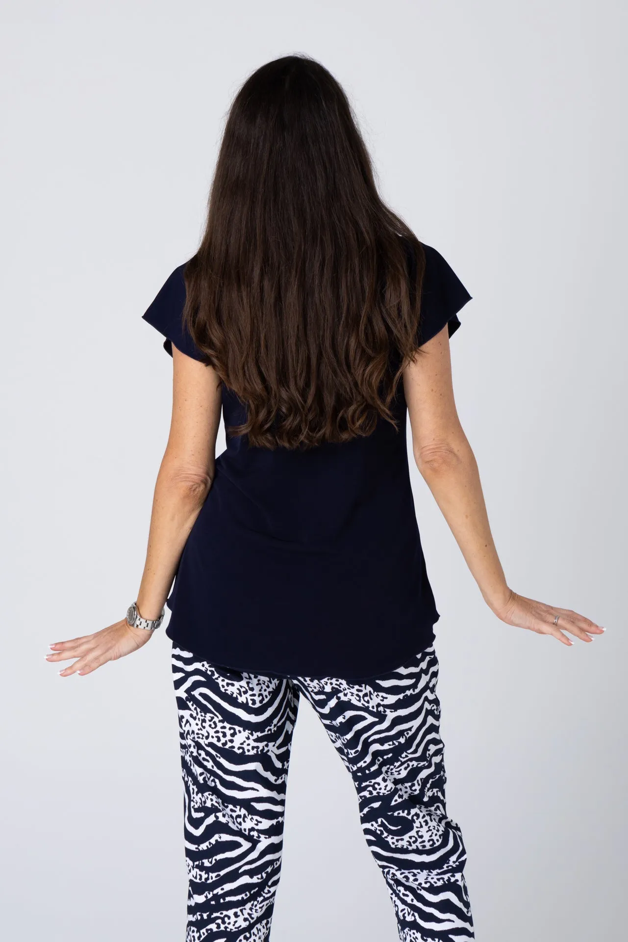 Ink Navy Microfibre Short Sleeve Top