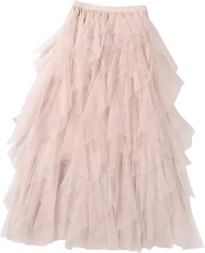Irregular Mesh Half Length Skirt Women's Spring and Summer Multilayer Cake Skirt Poached Cute Maxi Dresses for Women