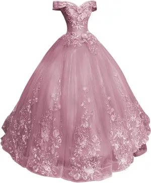JAEDEN Prom Dress Ball Gown - Quinceanera Dresses Lace Long Off Shoulder Prom Dress 2024