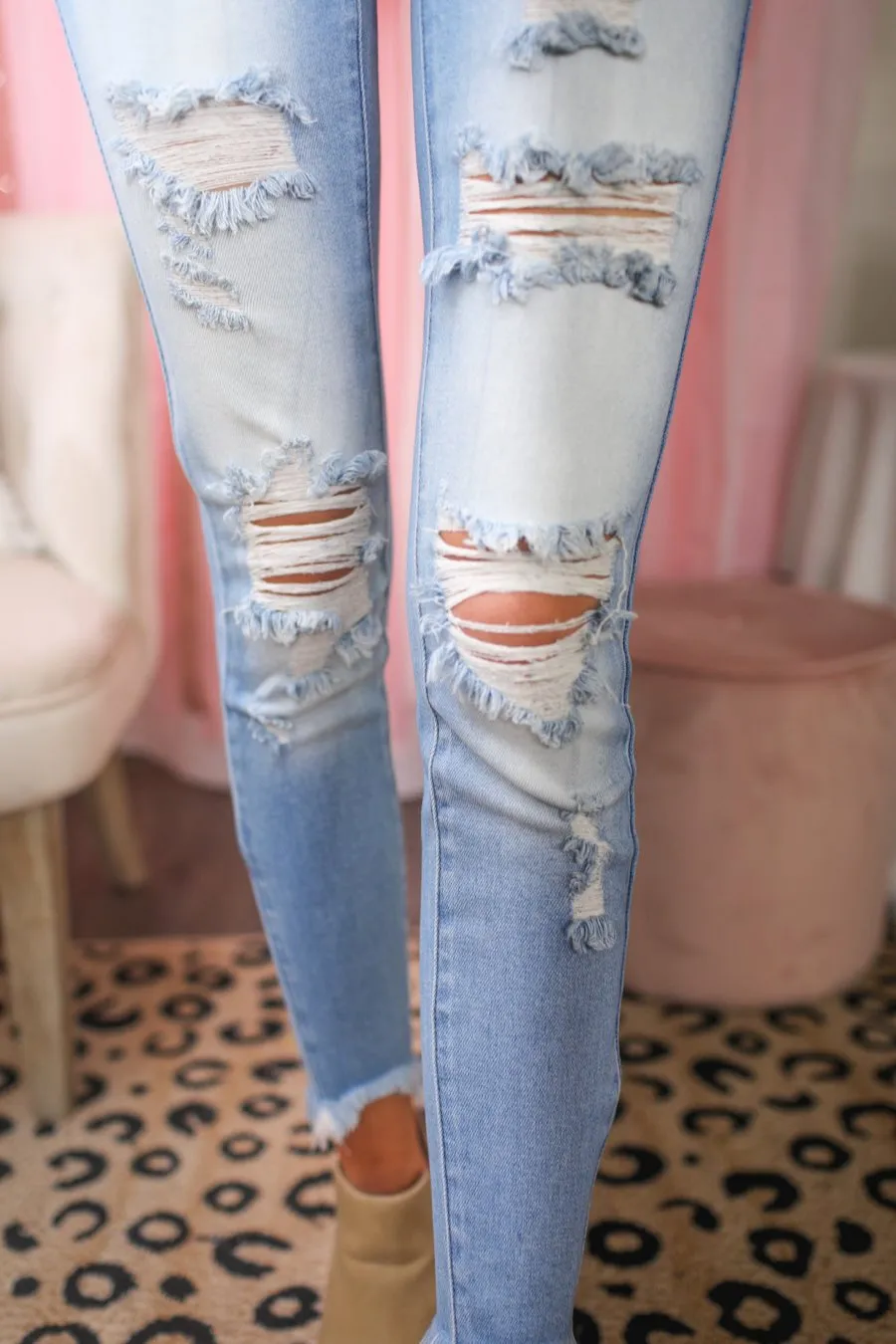 Janet Light Distressed Skinny Jeans