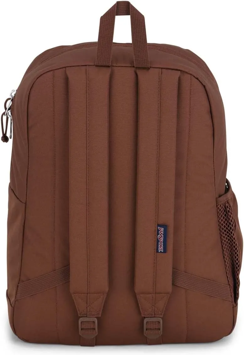 JanSport Cross Town Plus Backpack - Large Main Compartment, Side Water Bottle Pocket, 15-Inch Padded Laptop Sleeve - Basic Brown