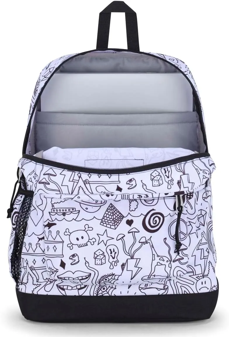 JanSport Cross Town Plus Backpack - Large Main Compartment, Side Water Bottle Pocket, 15-Inch Padded Laptop Sleeve - Broken Broadcast