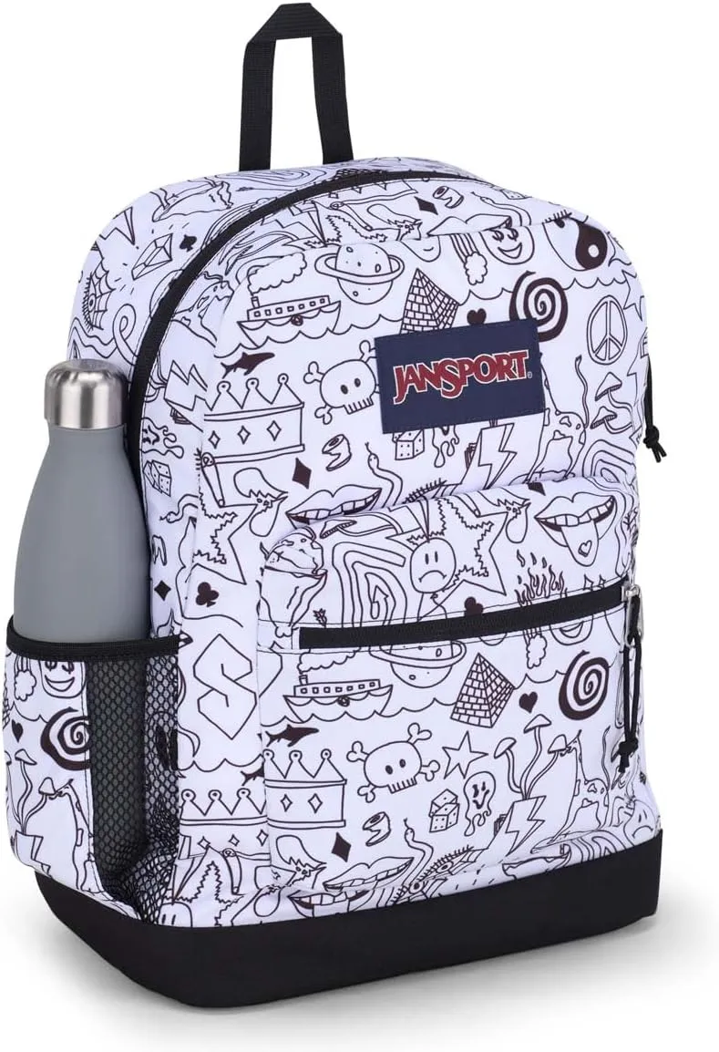 JanSport Cross Town Plus Backpack - Large Main Compartment, Side Water Bottle Pocket, 15-Inch Padded Laptop Sleeve - Broken Broadcast